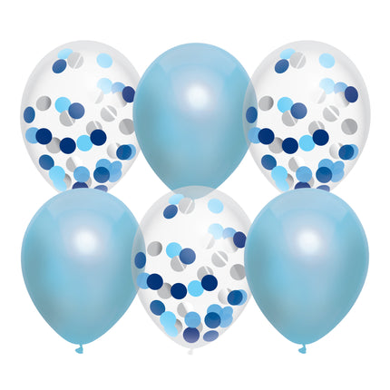 Palloncini nascita Ragazzo Coriandoli Blu 30cm 6 pezzi