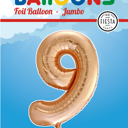 Pallone in foil Figura 9 Oro Rosa XL 86cm vuoto