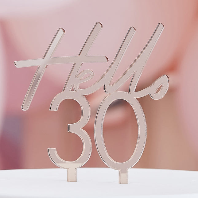 Cake topper oro rosa 30 anni 10 cm