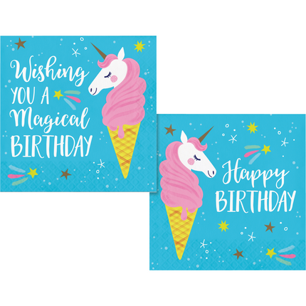 Tovaglioli Unicorno Buon Compleanno 33cm 16pz