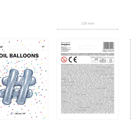 Palloncino in foil Hashtag # Olografico 35cm