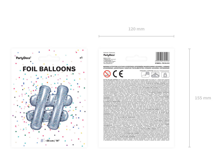 Palloncino in foil Hashtag # Olografico 35cm