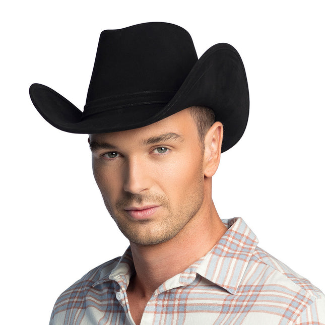 Cappello da cowboy Black Leatherlook Deluxe