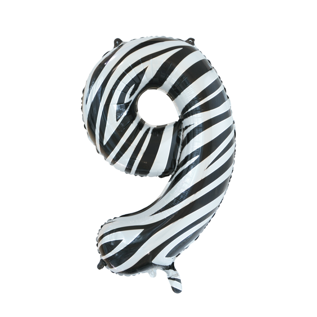 Pallone in foil Figura 9 Zebra XL 86cm vuoto
