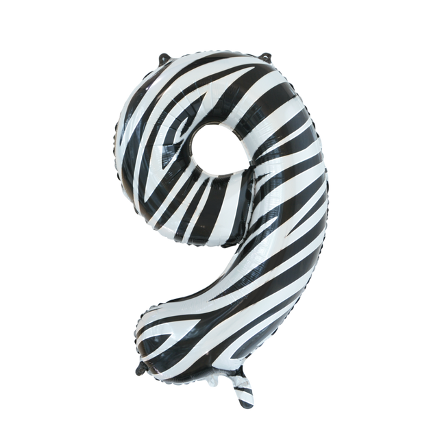 Palloncino in foil Figura 9 Zebra XL 86cm vuoto