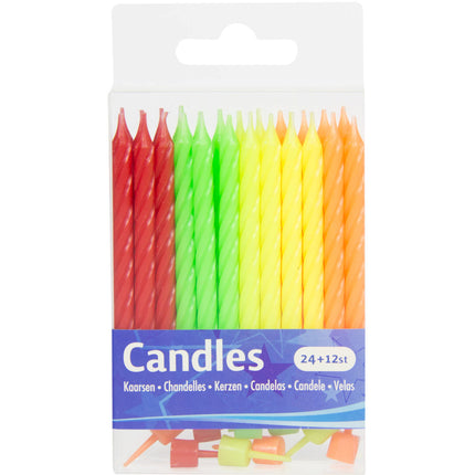 Candele di compleanno Neon 6cm 24pz