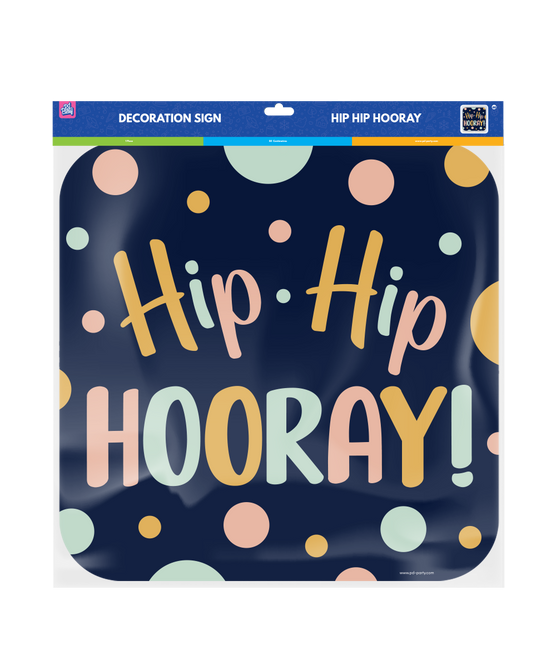 Cartello per porta Happy Birthday Hip Hip Hooray 50 cm