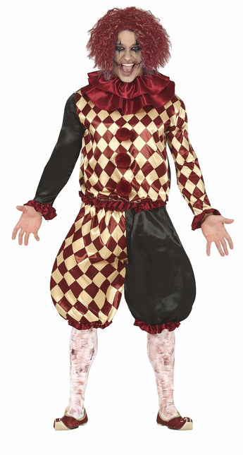 Costume di Halloween da clown dell'orrore da uomo rosso