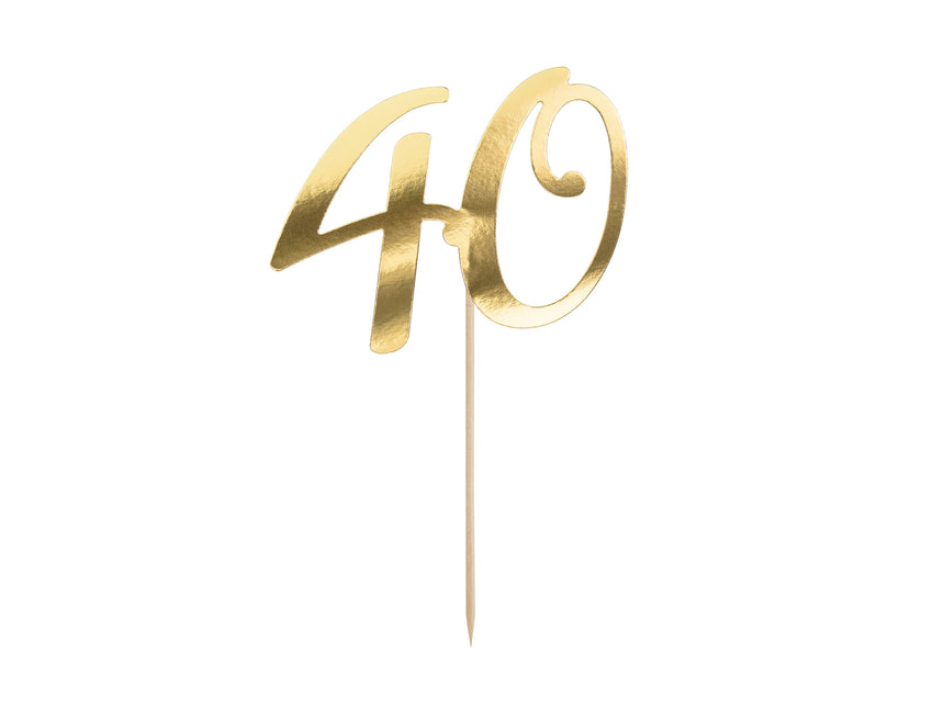 Cake topper 40 anni oro 20,5 cm