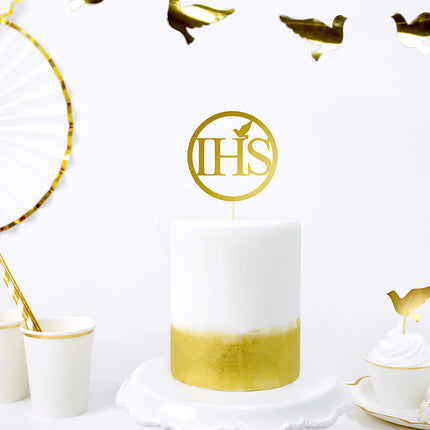 Cake topper Comunione IHS Oro 22cm