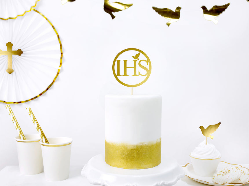 Cake topper Comunione IHS Oro 22 cm