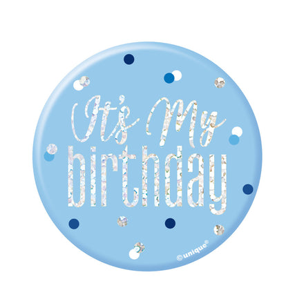 Bottone It's My Birthday Blu 7,6 cm