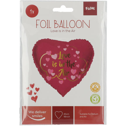 Palloncino a elio Cuore L'amore è nell'aria Vuoto 45cm