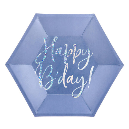 Piatti Happy B'Day Blu 20cm 6 pezzi