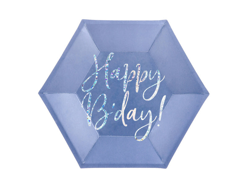 Piatti Happy B'Day Blu 20cm 6 pezzi