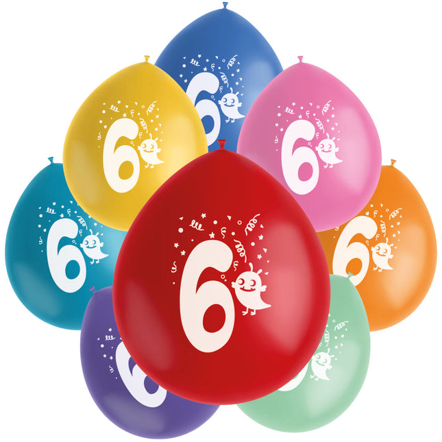 Palloncini 6 anni colorati 23cm 8pz