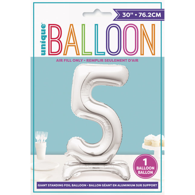 Palloncino in foil Figura 5 Silver Standard 76 cm