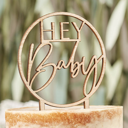 Cake topper Hey Baby Wood 20 cm