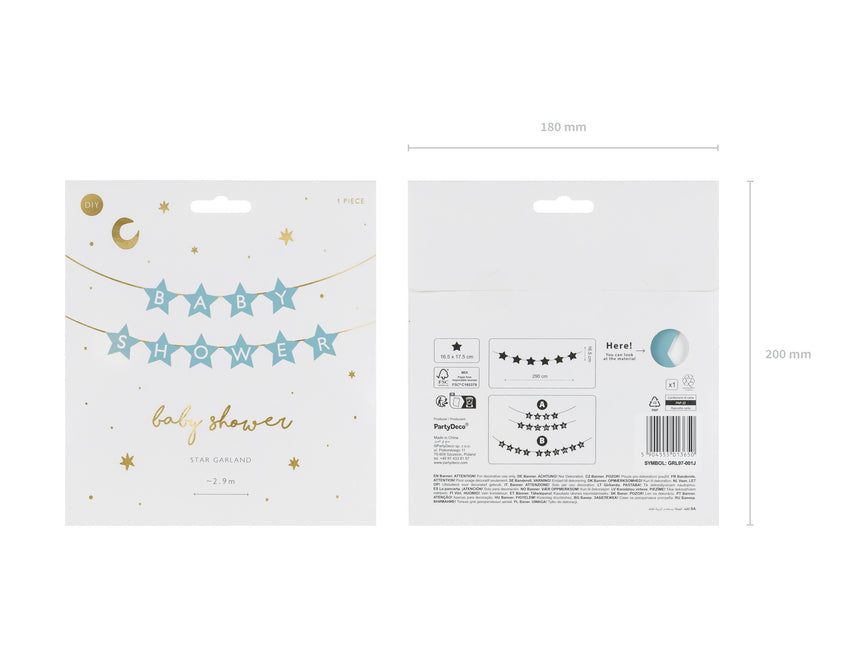 Ghirlanda di stelle blu per baby shower 3m