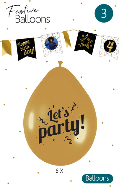 Palloncini Let'S Party Oro 30cm 6 pezzi