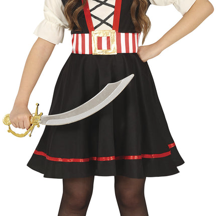 Costume da Pirata Nero Rosso Ragazza