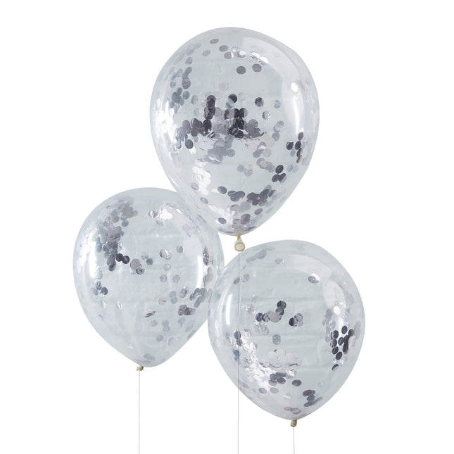 Palloncini con coriandoli argento 30cm 5pz