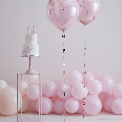 Ghirlanda di palloncini Happy Birthday oro rosa 1m