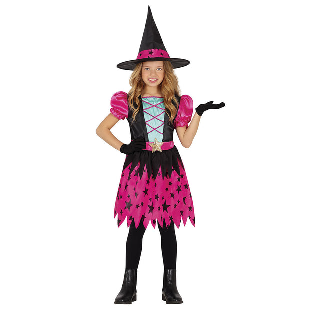 Costume da strega di Halloween ragazza stella rosa