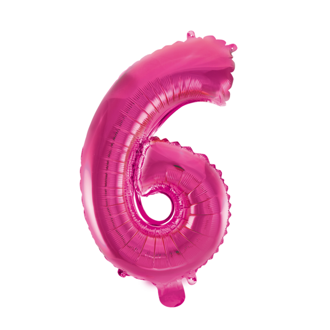 Palloncino in foil Figura 6 Rosa 41 cm con cannuccia