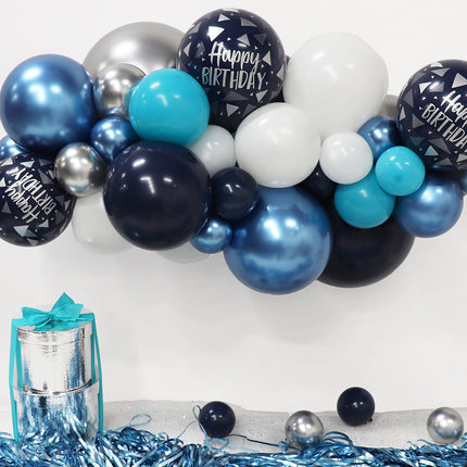 Kit di palloncini fai da te Organic Happy Birthday Navy