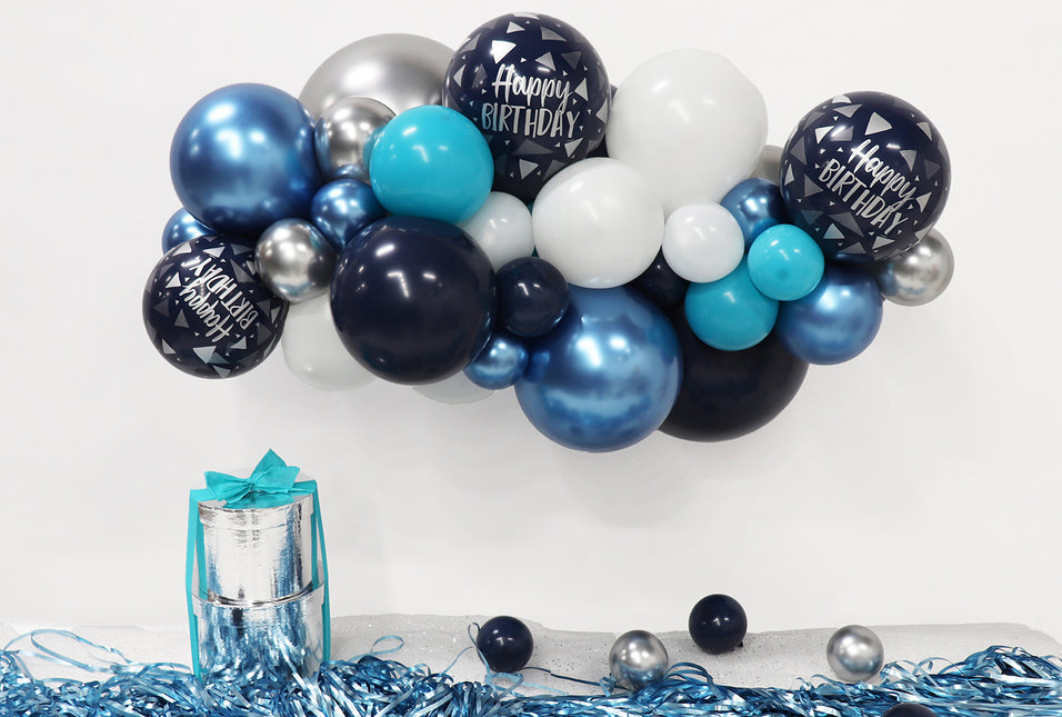 Kit di palloncini fai da te Organic Happy Birthday Navy