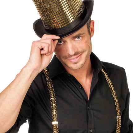 Cappello con paillettes oro