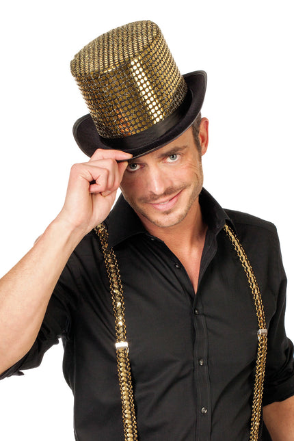 Cappello con paillettes oro