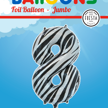 Palloncino in foil Figura 8 Zebra XL 86cm vuoto