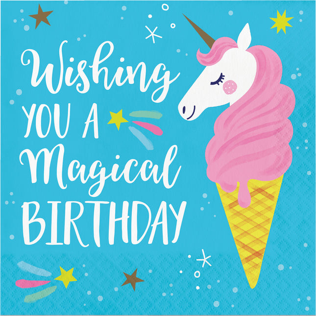 Tovaglioli Unicorno Buon Compleanno 33cm 16pz