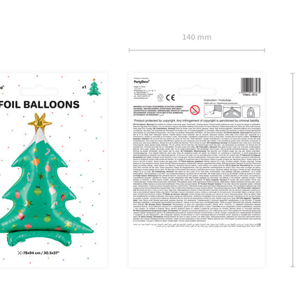 Palloncino ad elio per albero di Natale vuoto 94 cm