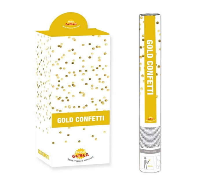 Cannone di coriandoli oro 40 cm