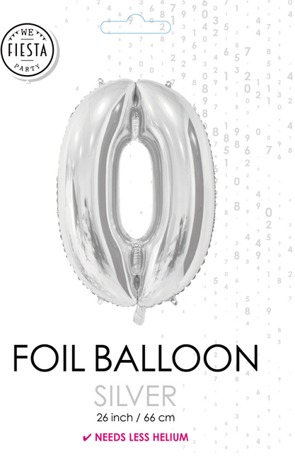 Palloncino in foil Figura 0 Argento 66cm