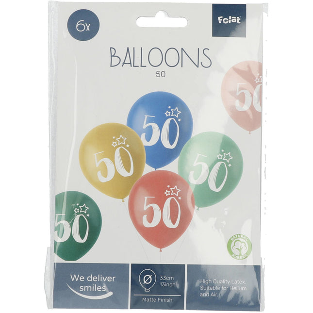 Palloncini 50 anni colorati 33cm 6pz