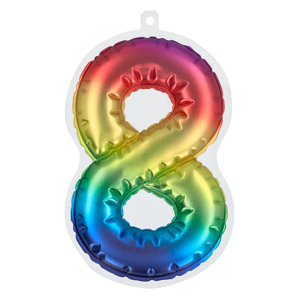 Palloncino in foil con adesivi 8 anni arcobaleno 20 cm