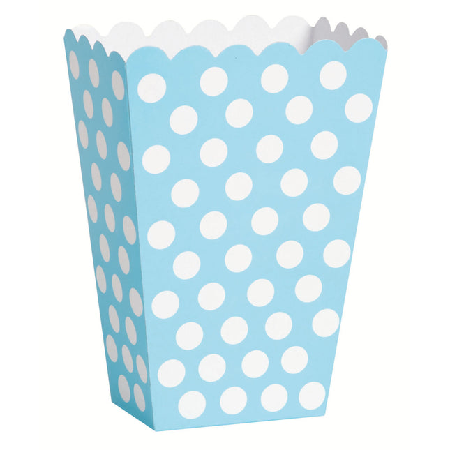 Ciotole per popcorn blu chiaro a pois bianchi 13,7 cm 8 pezzi