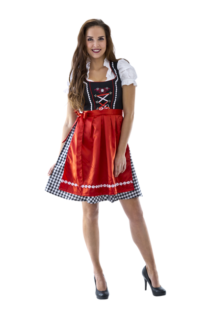 Abito Dirndl bianco e nero Oktoberfest Donna a scacchi