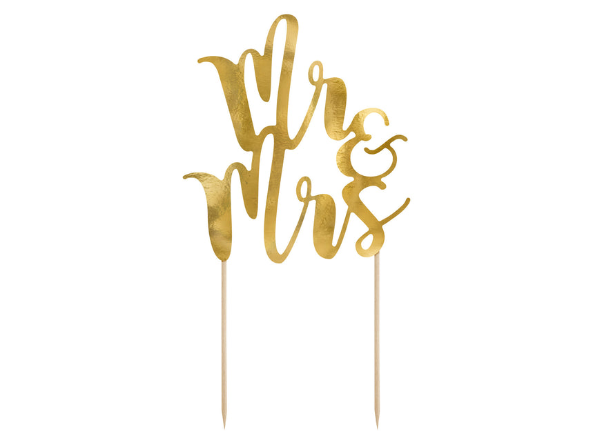 Cake topper Mr & Mrs Gold 25,5 cm