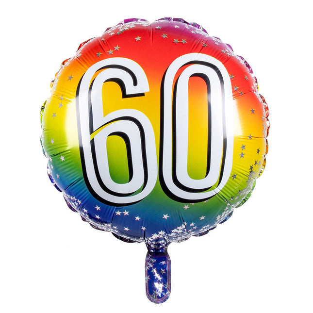 Palloncino con figura arcobaleno 60 anni 45 cm