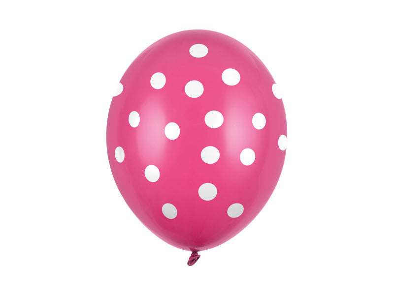 Palloncini fucsia a pois bianchi 30 cm 6 pezzi