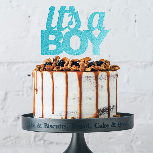 Topper per torta di nascita blu It's A Boy