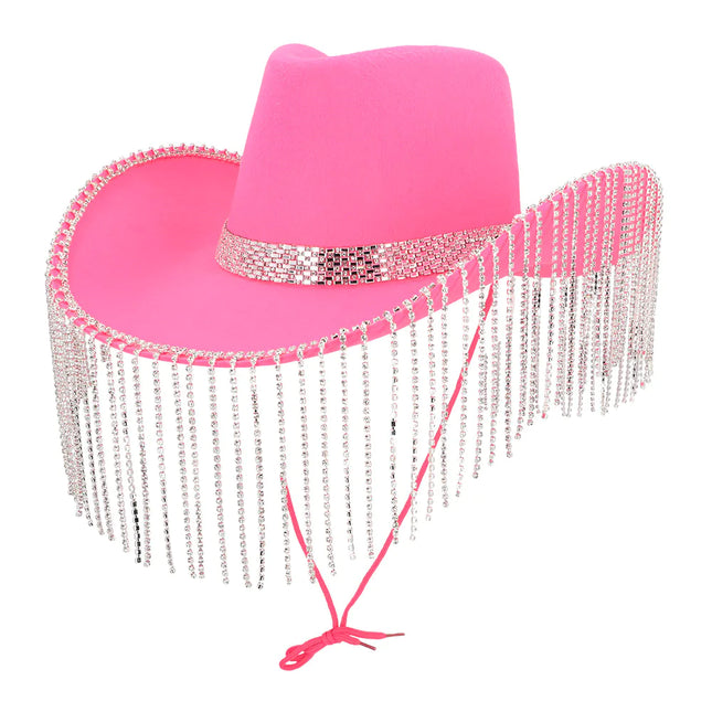 Cappello da cowgirl rosa glitterato