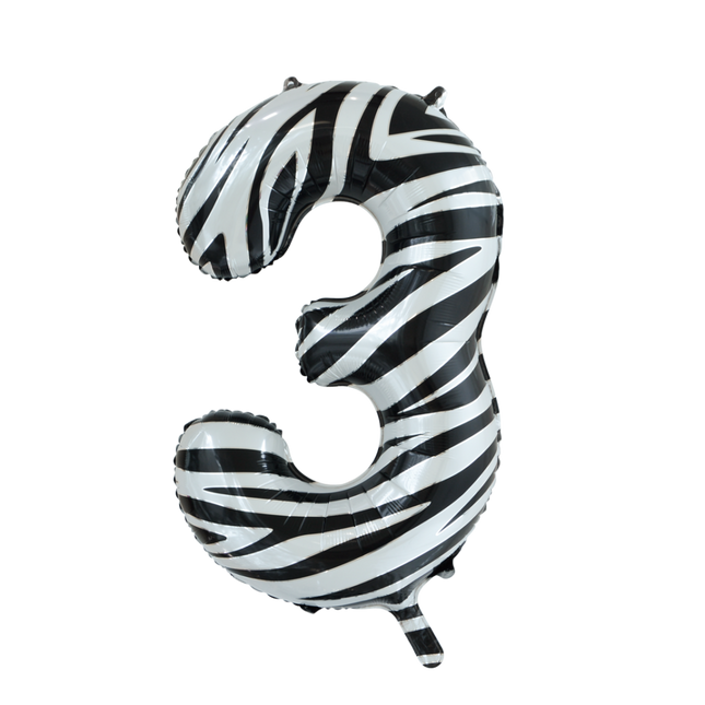 Pallone in foil Figura 3 Zebra XL 86cm vuoto
