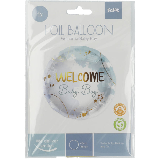 Palloncino ad elio Welcome Baby Boy Blu Vuoto 45cm