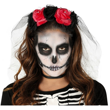 Fascia per capelli di Halloween, velo di fiori